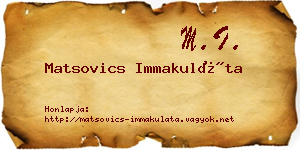 Matsovics Immakuláta névjegykártya